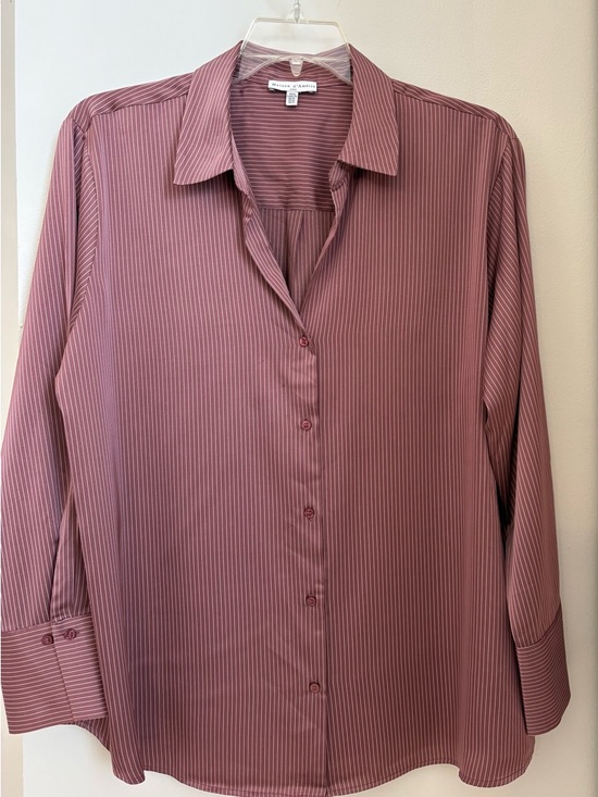 Maison D’Amelie Tops - Maison d’Amélie Mauve-Striped Button Front Blouse Sz:XL